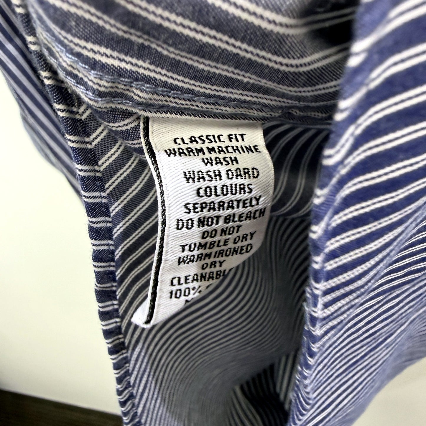 Abelard Mens Classic Fit Cotton Dress Shirt Navy and White Striped Size L