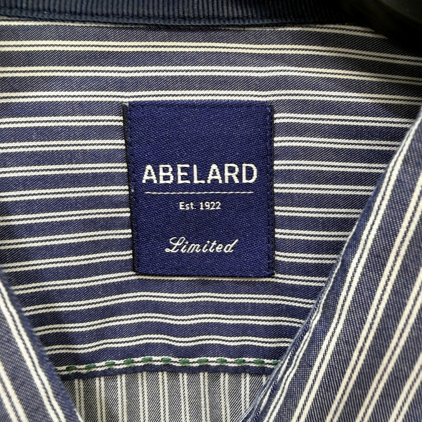 Abelard Mens Classic Fit Cotton Dress Shirt Navy and White Striped Size L