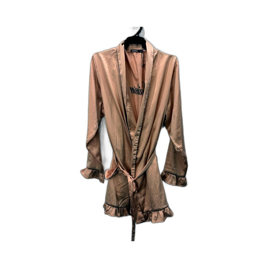 Boohoo Womens Bridesmaid Satin Robe with Ruffle Trim in Blush, Size 14