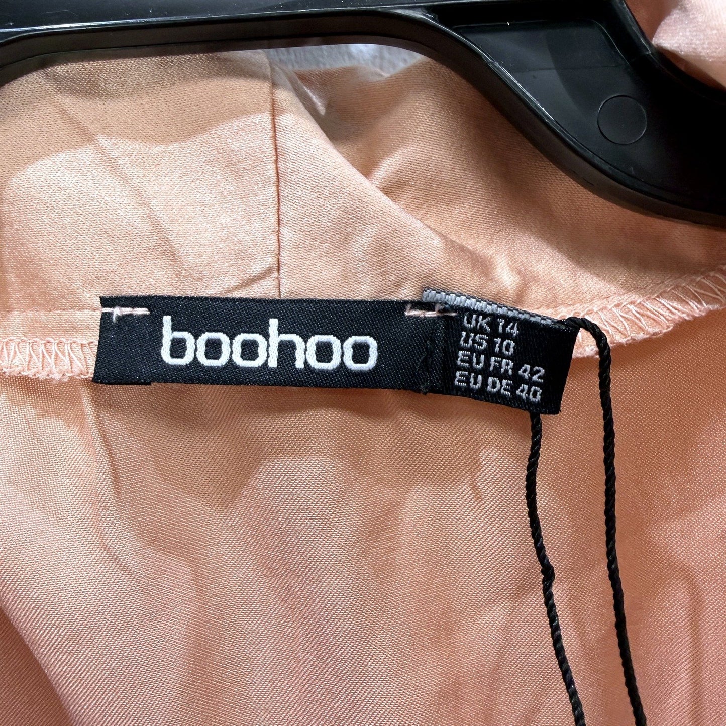 Boohoo Womens Bridesmaid Satin Robe with Ruffle Trim in Blush, Size 14