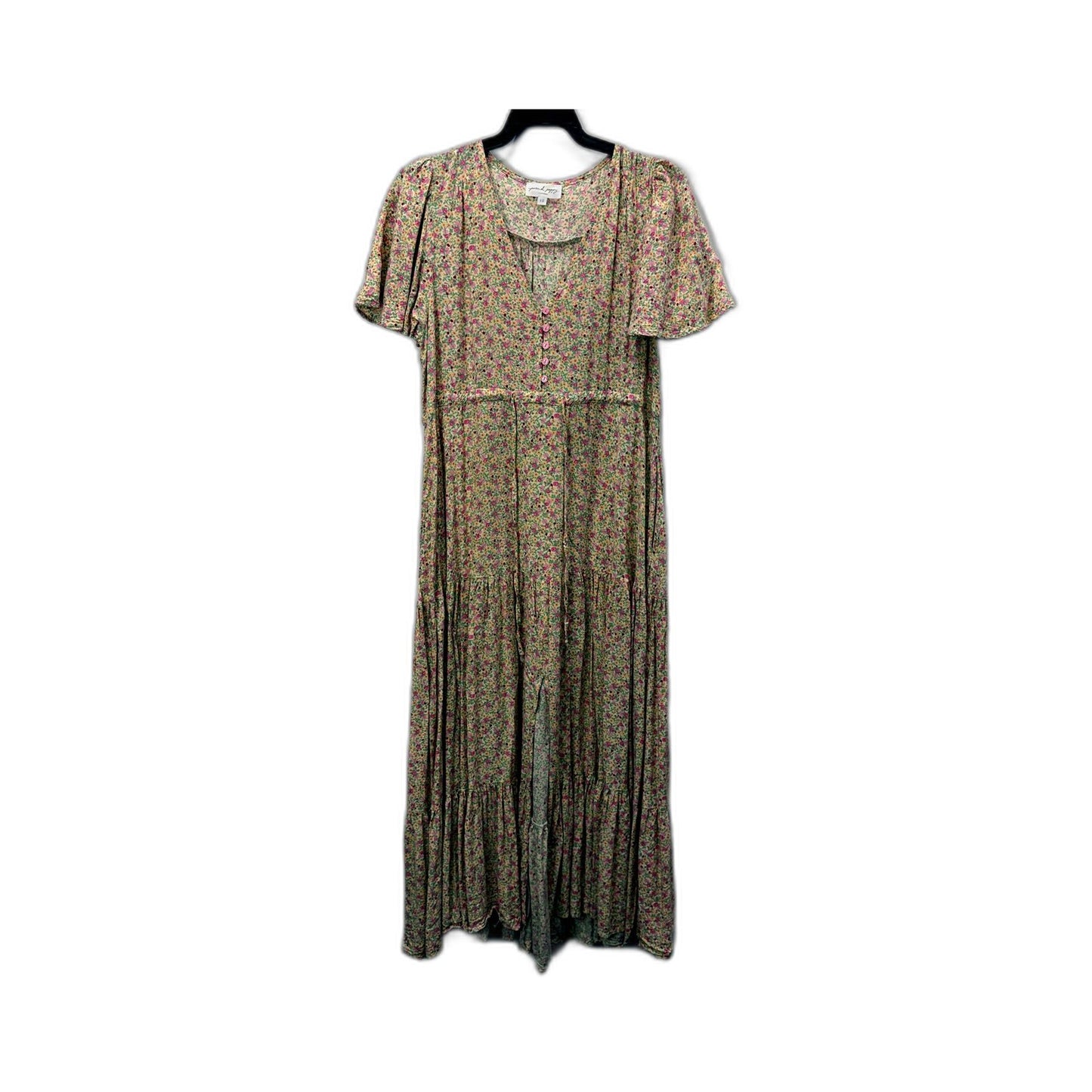 Proud Poppy Clothing Womens Floral Print Tiered Puff Sleeve Dress Multi Color