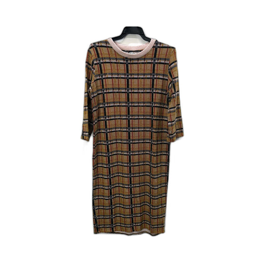 Zara Womens Plaid Pullover Sweater Dress Crew Neck Long Sleeve Size M NEW