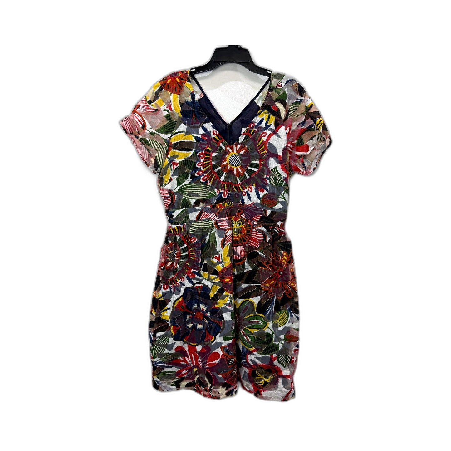 Max&CO Womens Floral Print Puff Sleeve V-Neck Dress Multicolor Size 10
