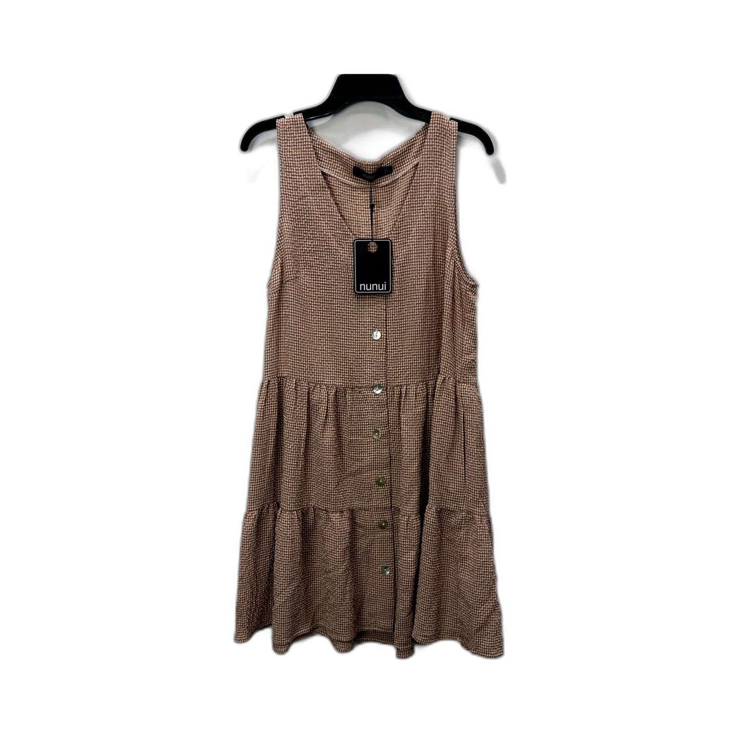 Nunui Womens Tiered Button Front Gingham Dress Casual Sleeveless Size 10 NEW