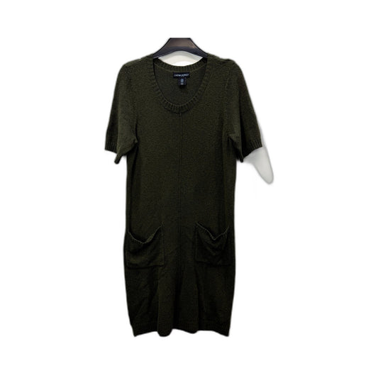 Cynthia Rowley Womens Pullover Sweater Dress Olive Green Puff Sleeve Ruffle