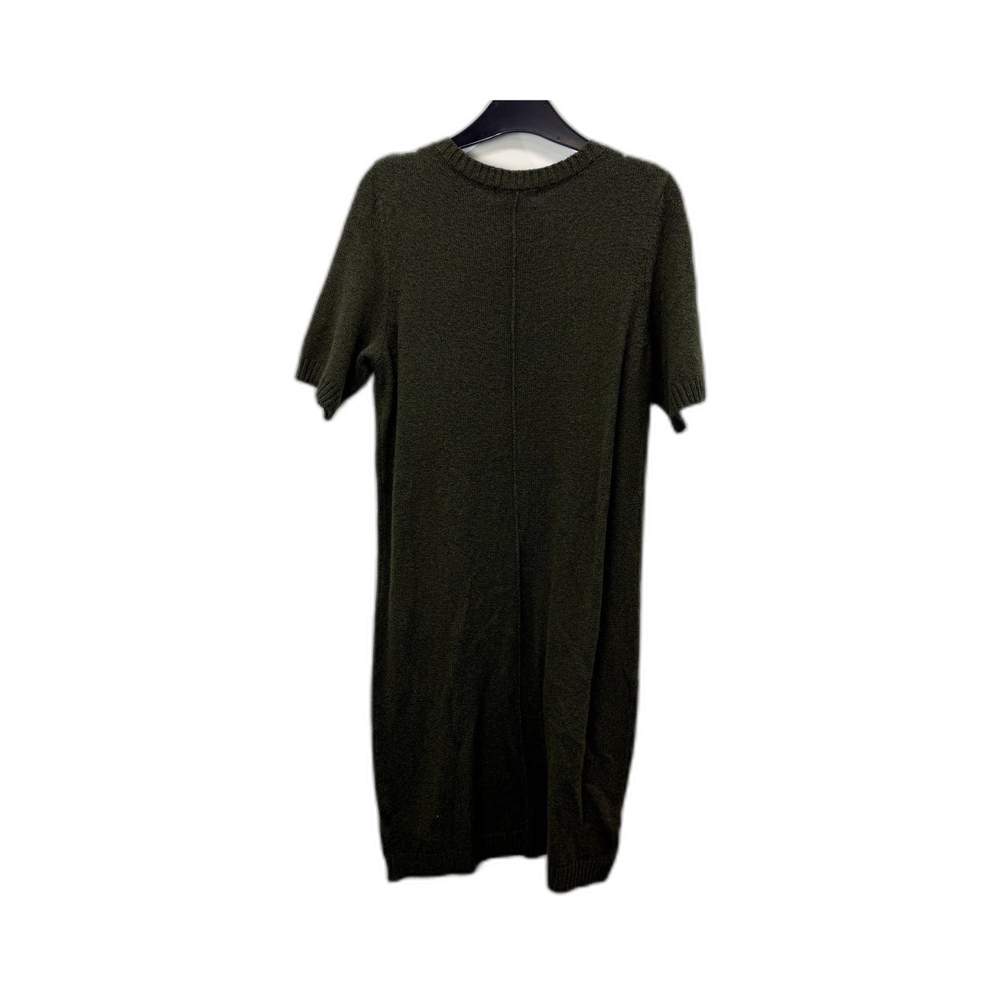 Cynthia Rowley Womens Pullover Sweater Dress Olive Green Puff Sleeve Ruffle