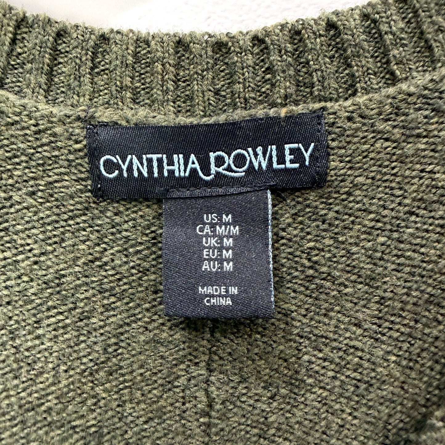 Cynthia Rowley Womens Pullover Sweater Dress Olive Green Puff Sleeve Ruffle