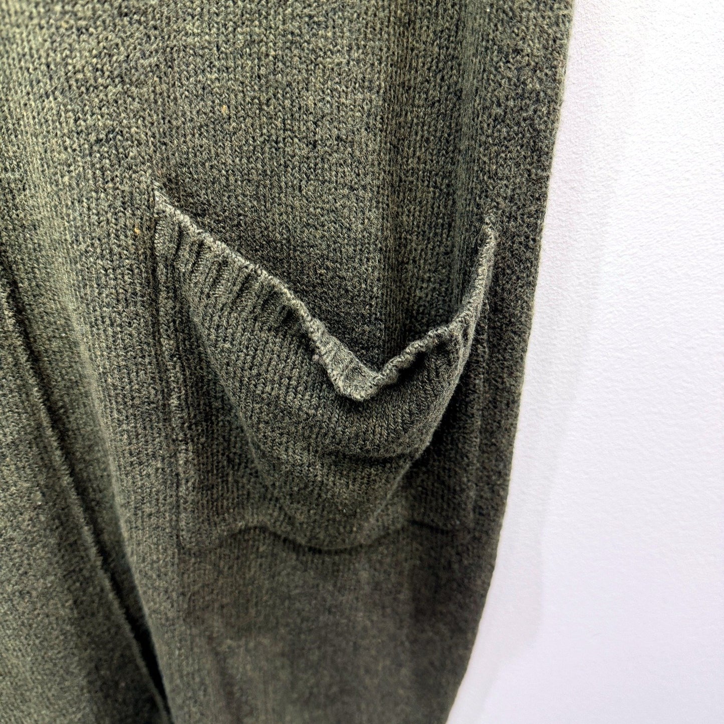 Cynthia Rowley Womens Pullover Sweater Dress Olive Green Puff Sleeve Ruffle