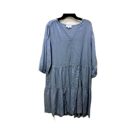 Ruffle Puff Sleeve Denim Dress Womens in Dusty Blue, Size 10 NEW