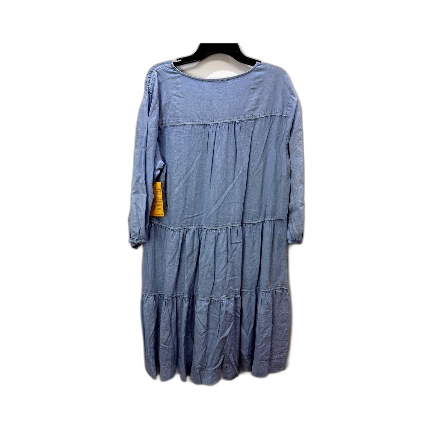 Ruffle Puff Sleeve Denim Dress Womens in Dusty Blue, Size 10 NEW
