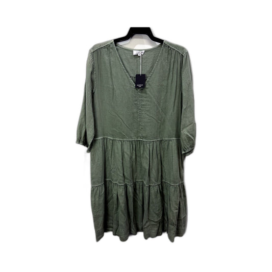 GNAR Womens Tiered Linen Viscose Puff Sleeve Dress in Sage Size 10 NEW