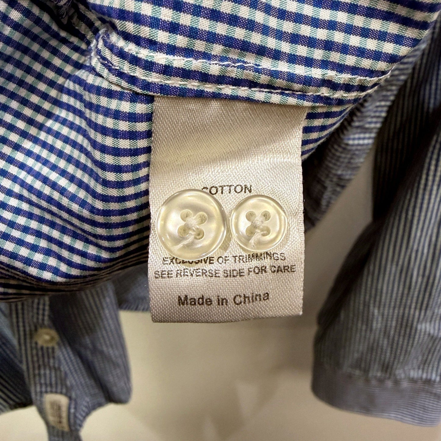 JAG Mens Button-Down Gingham Shirt Blue and White Casual Cotton Size XXL