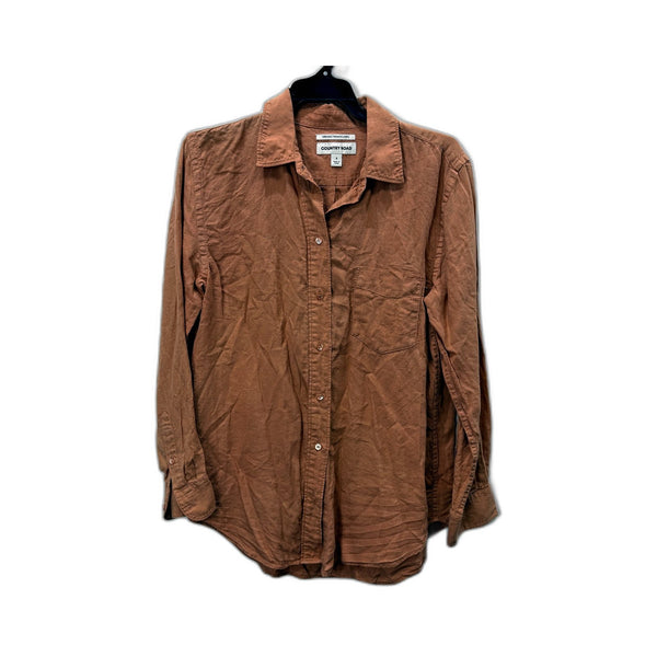 Country Road Womens Button-Down Linen Shirt in Peach, Size 8