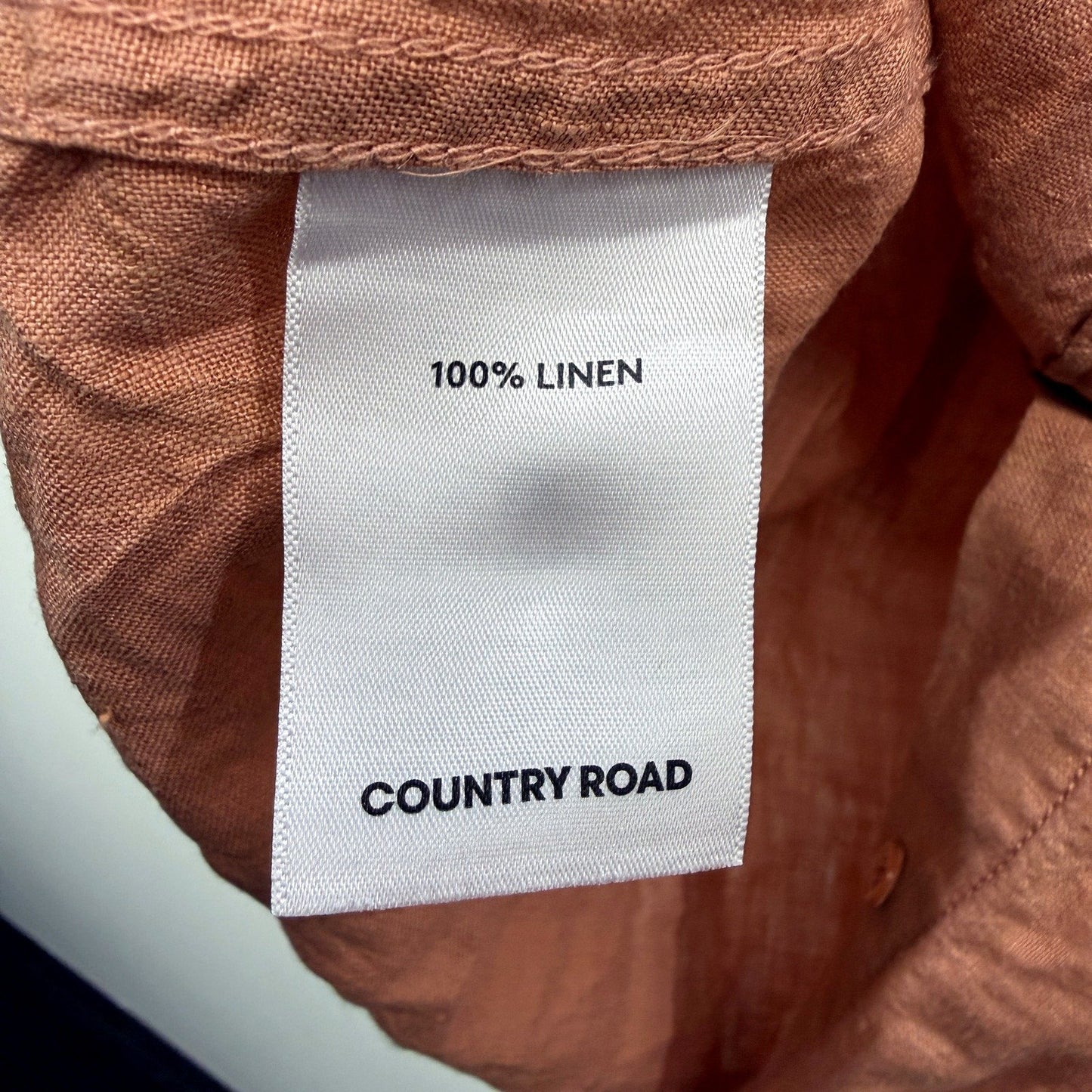 Country Road Womens Button-Down Linen Shirt in Peach, Size 8