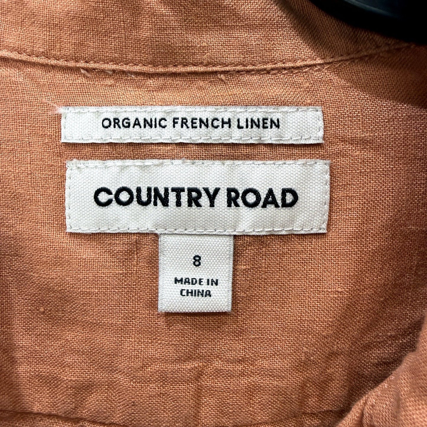 Country Road Womens Button-Down Linen Shirt in Peach, Size 8