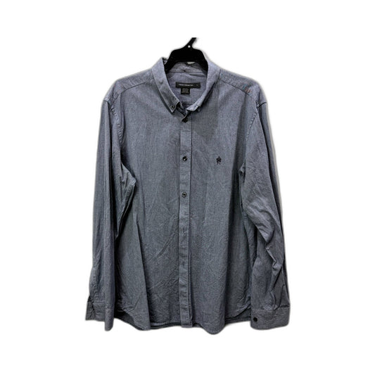 French Connection Mens Gray/Blue Button-Down Shirt, 100% Cotton, Size L