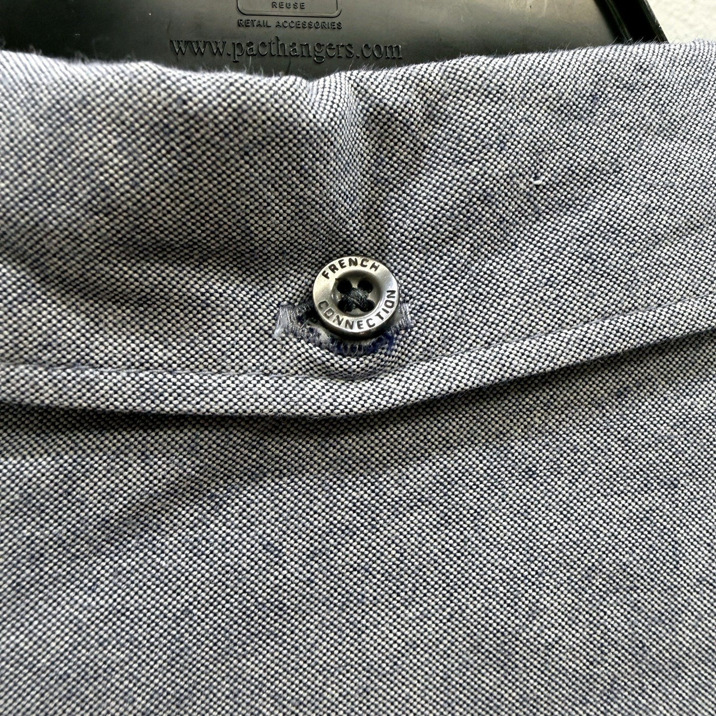 French Connection Mens Gray/Blue Button-Down Shirt, 100% Cotton, Size L