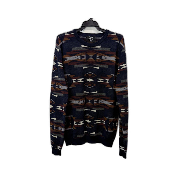 Stray Mens Geometric Pattern Pullover Sweater Multi Color Size Medium