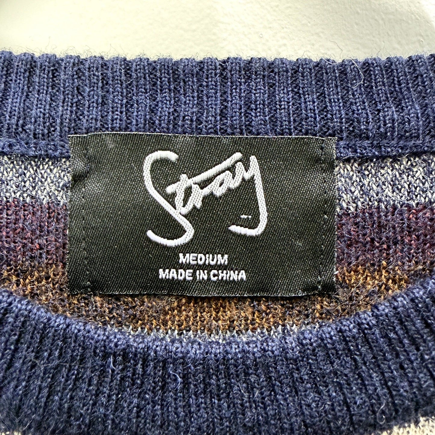 Stray Mens Geometric Pattern Pullover Sweater Multi Color Size Medium