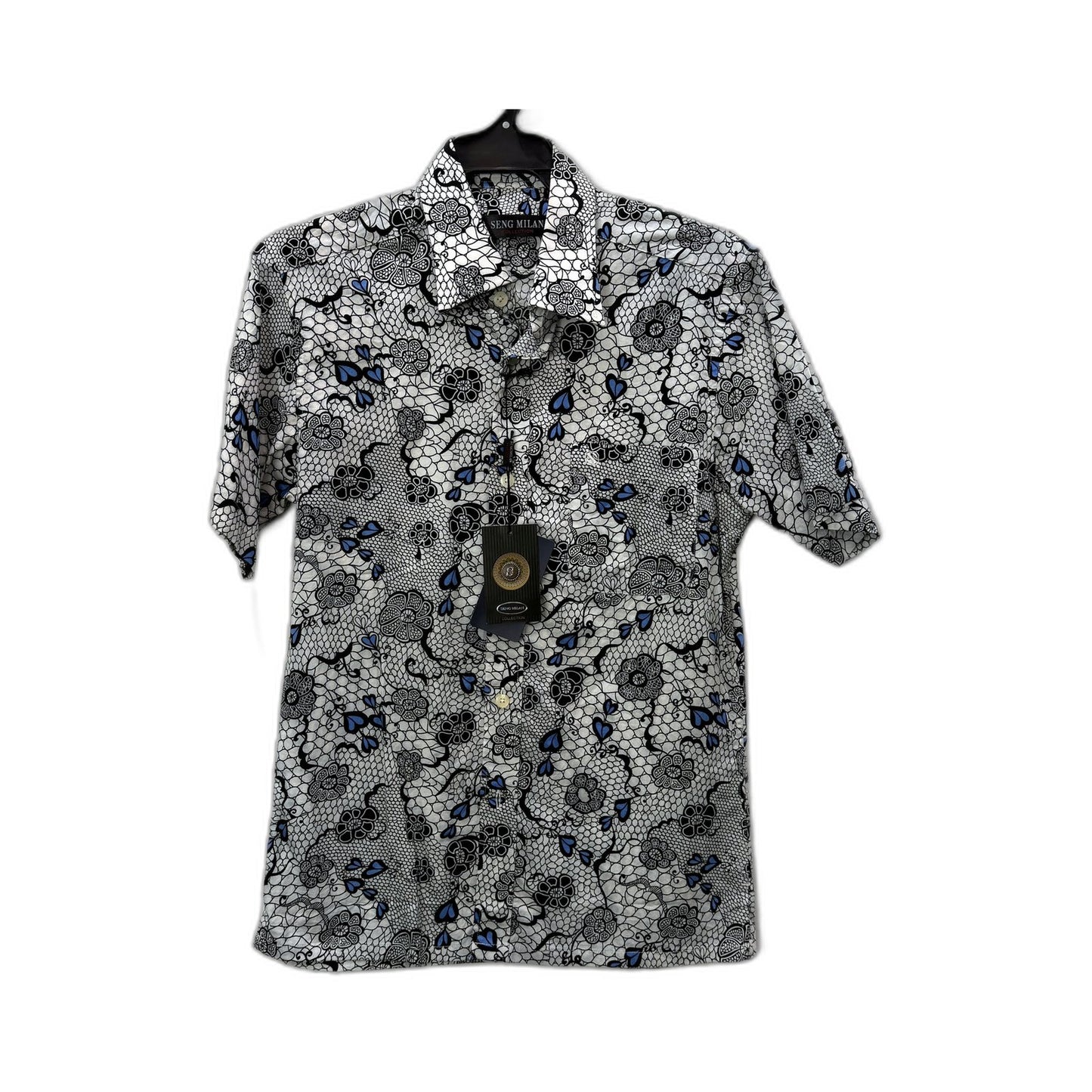 Seng Milan Mens Button-Down Shirt Floral Print Cotton Multi Color Size 38 NEW