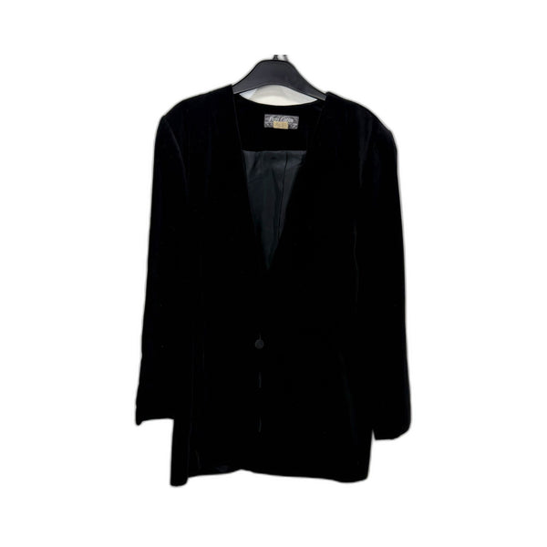 Perry Cutten Womens Black Velvet Blazer Formal Jacket Size 12
