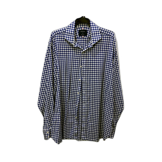 M.J. Bale Mens Super Slim Button-Down Shirt Blue and White Gingham Size 44 NEW