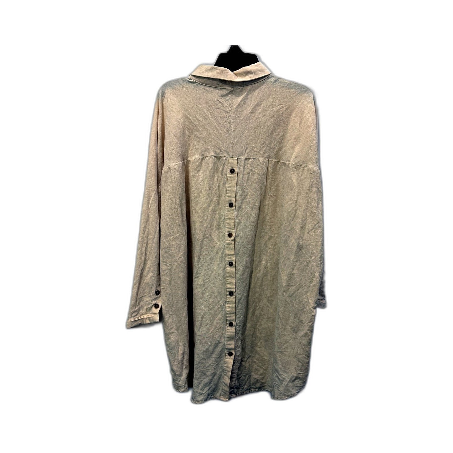 Mesop Womens Oversized Beige Button-Down Linen Shirt by - Size 10