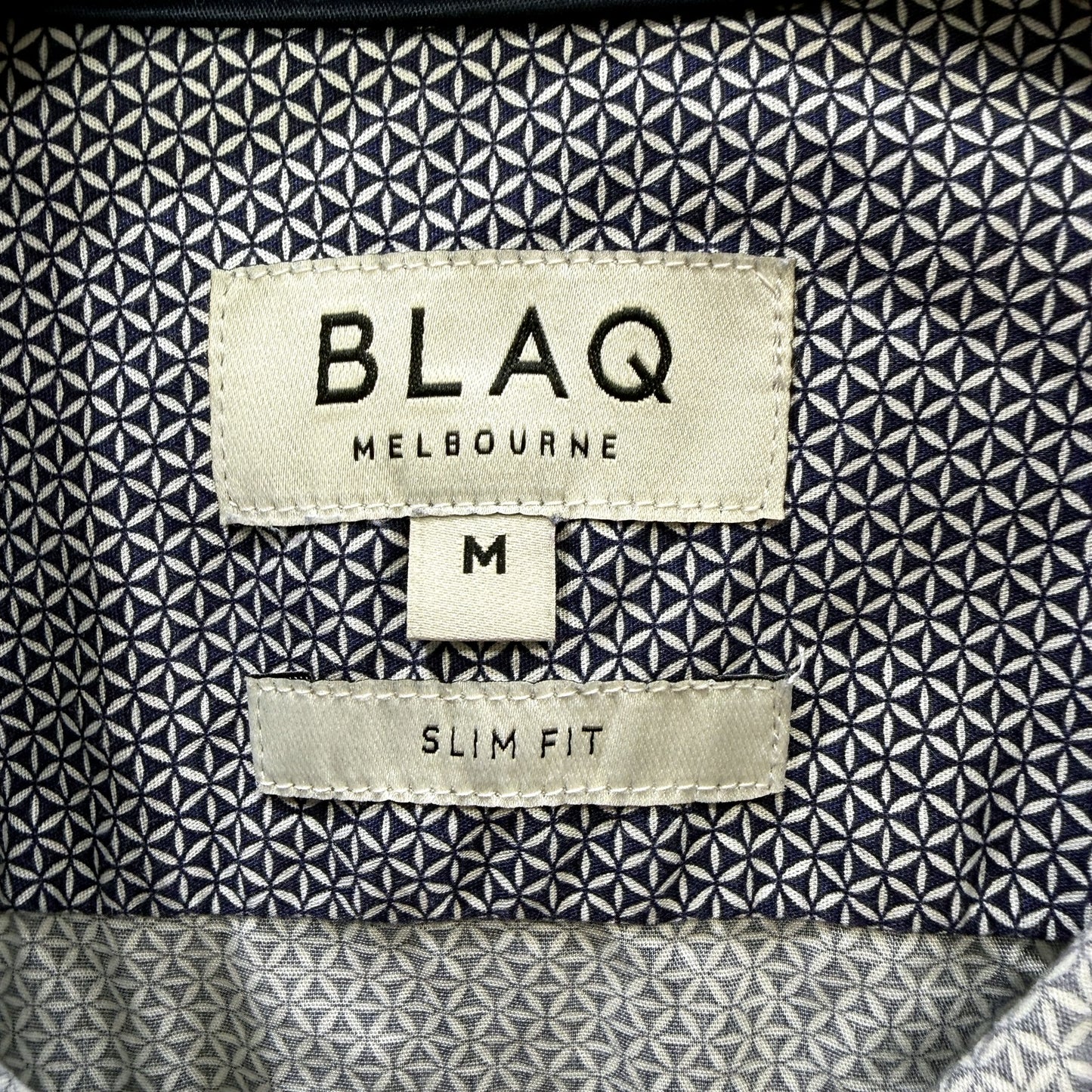 BLAQ Mens Button-Down Shirt Gray Blue Cotton Casual Comfortable Size M