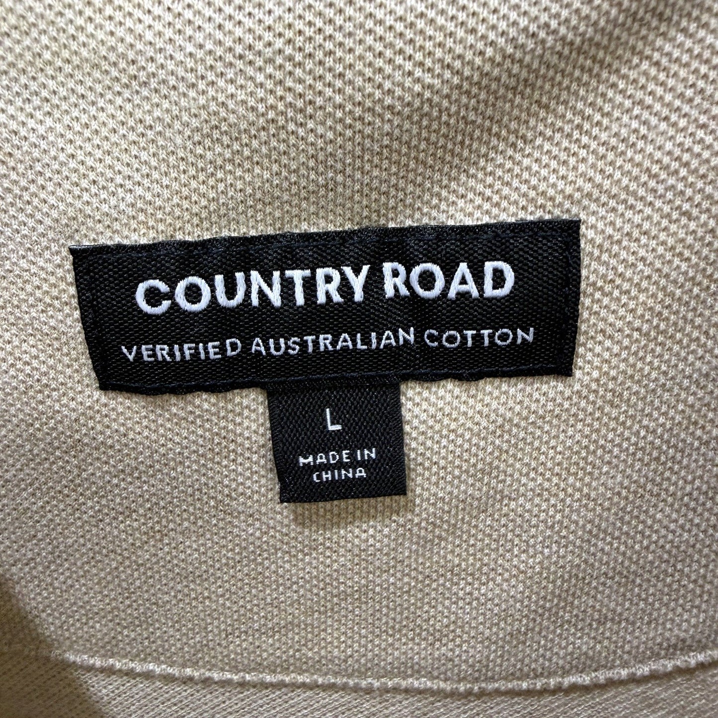 Country Road Mens Cotton Polo Shirt Casual Short Sleeve Tan Beige Size L