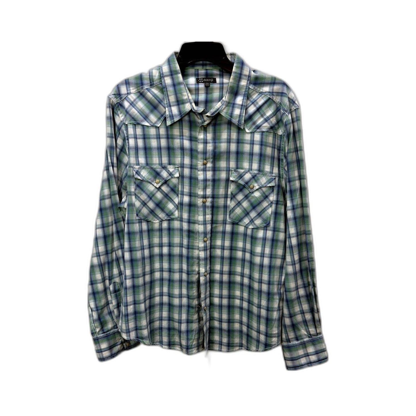 Kenji Mens Plaid Button-Down Shirt Multi Color Casual Cotton Size XXL