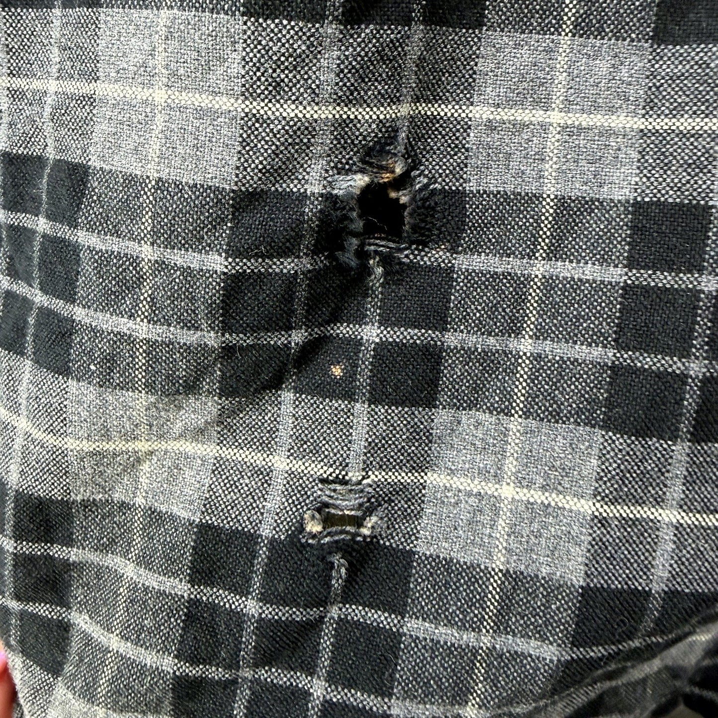 Fred Perry Mens Plaid Flannel Shirt in Black and Gray Cotton, Size L