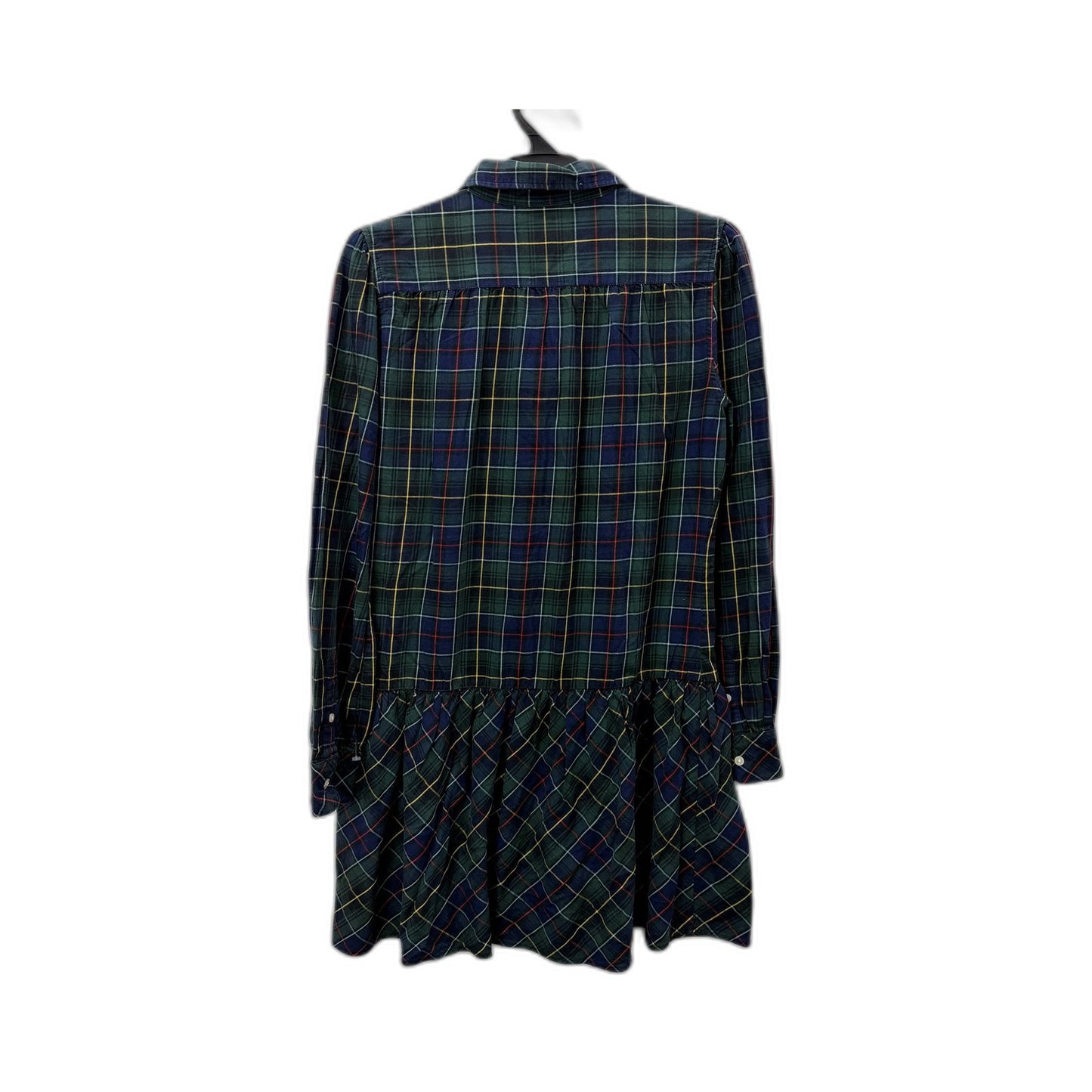 Ralph Lauren Womens Plaid Button Front Dress with Ruffled Hem in Multi Color