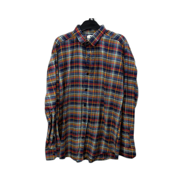 Numero Cotton Mens Plaid Button-Down Shirt Casual Vintage Multi Color Size XL