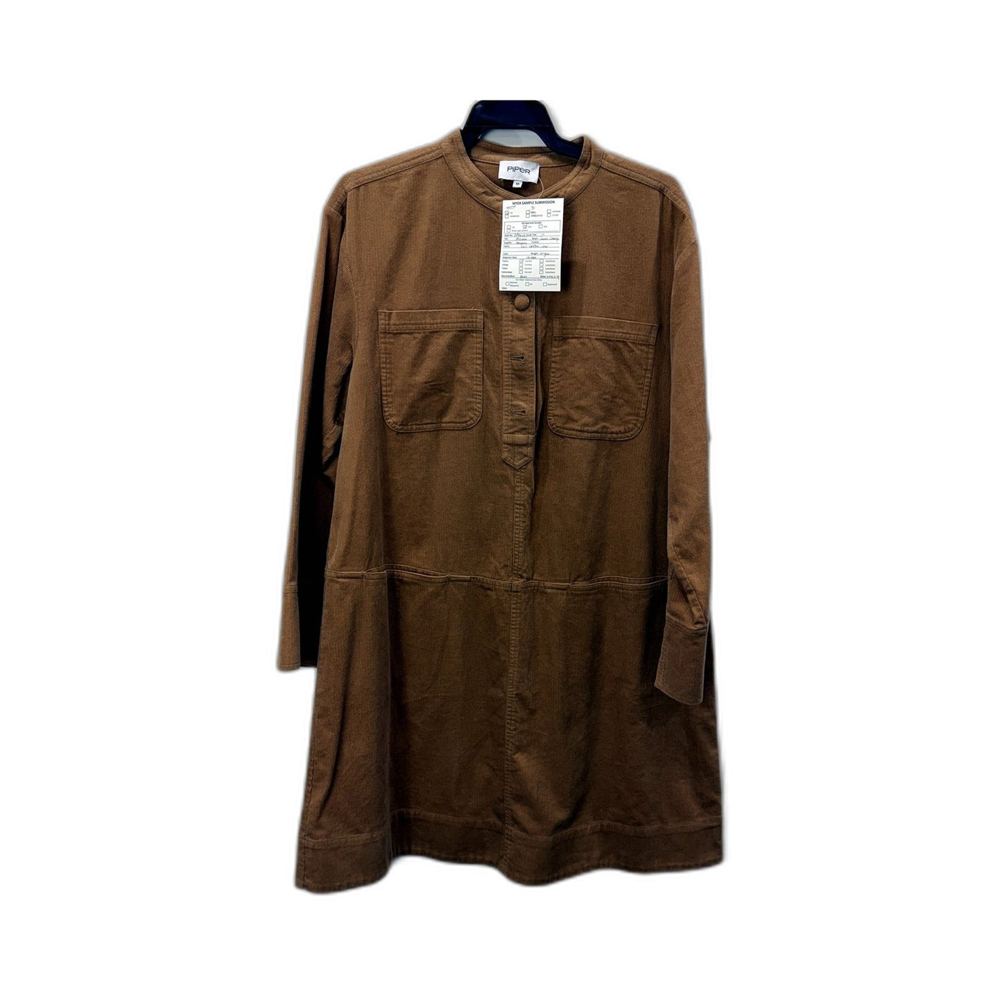 Piper Womens Brown Corduroy Lightweight Button-Up Dress by - Size 10 NEW