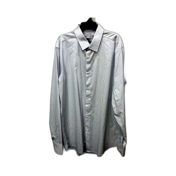 Smart Mens Casual White Shirt with Blue Pattern - Size L NEW
