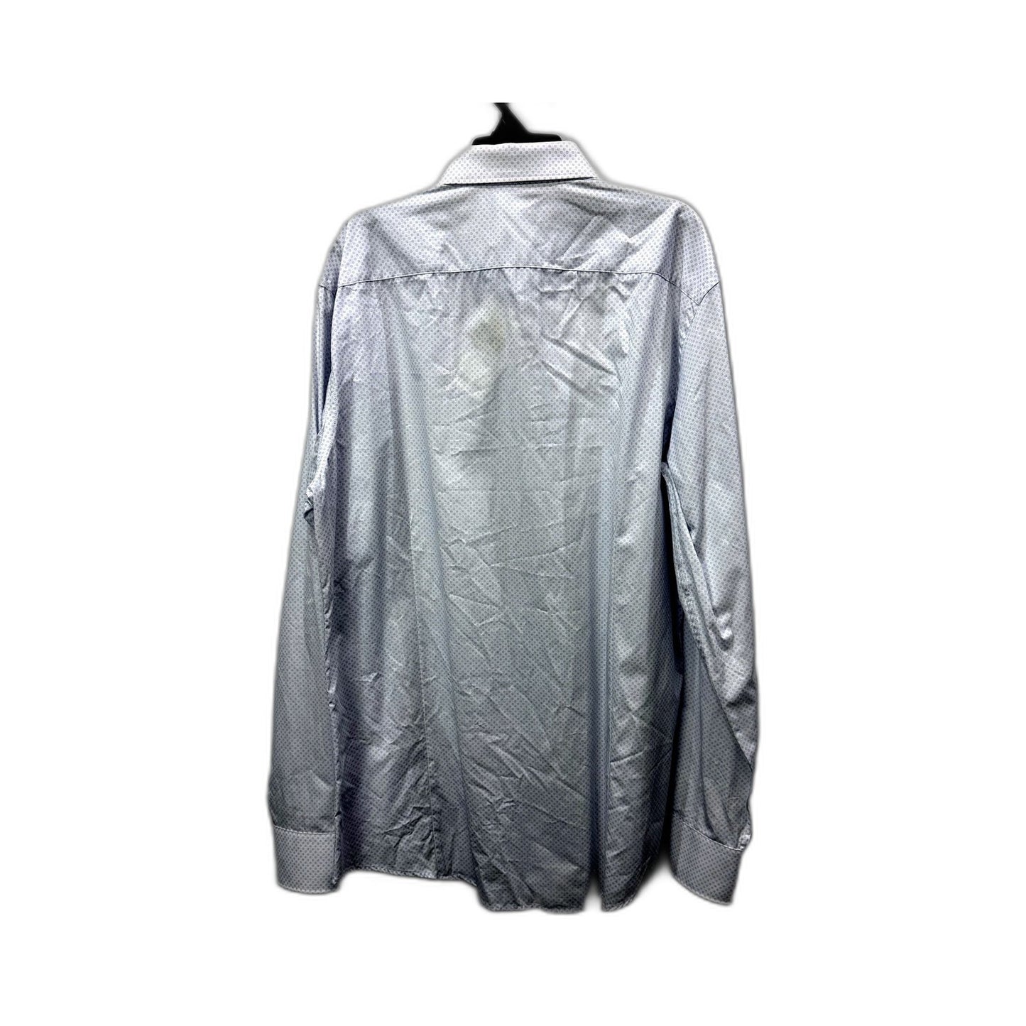 Smart Mens Casual White Shirt with Blue Pattern - Size L NEW