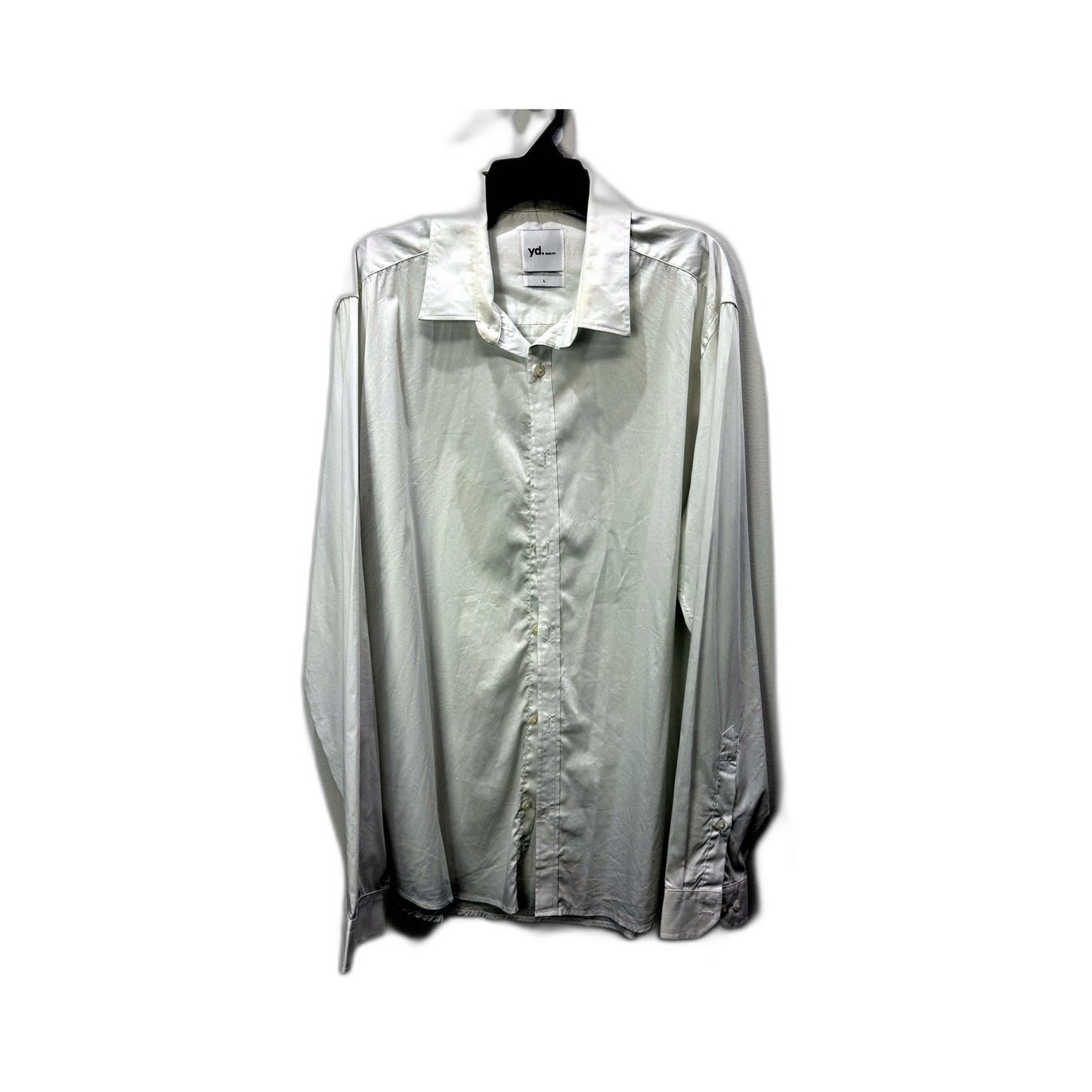 Yd. Mens White Button-Down Slim Fit Cotton Shirt Size Large