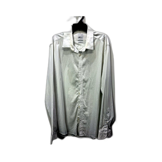 Yd. Mens White Button-Down Slim Fit Cotton Shirt Size Large