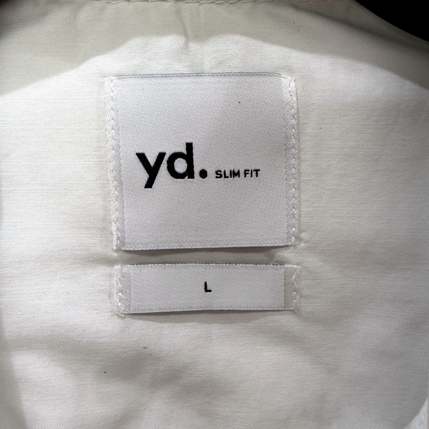 Yd. Mens White Button-Down Slim Fit Cotton Shirt Size Large
