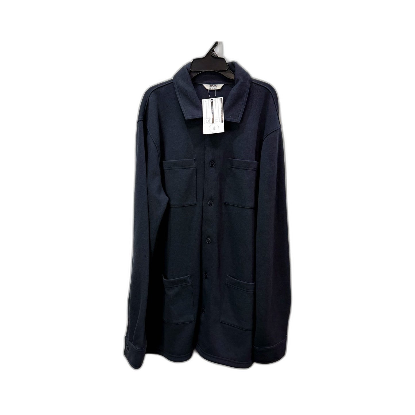 KDS Design Mens Jersey Overshirt with Navy Patch Pockets, Size M NEW
