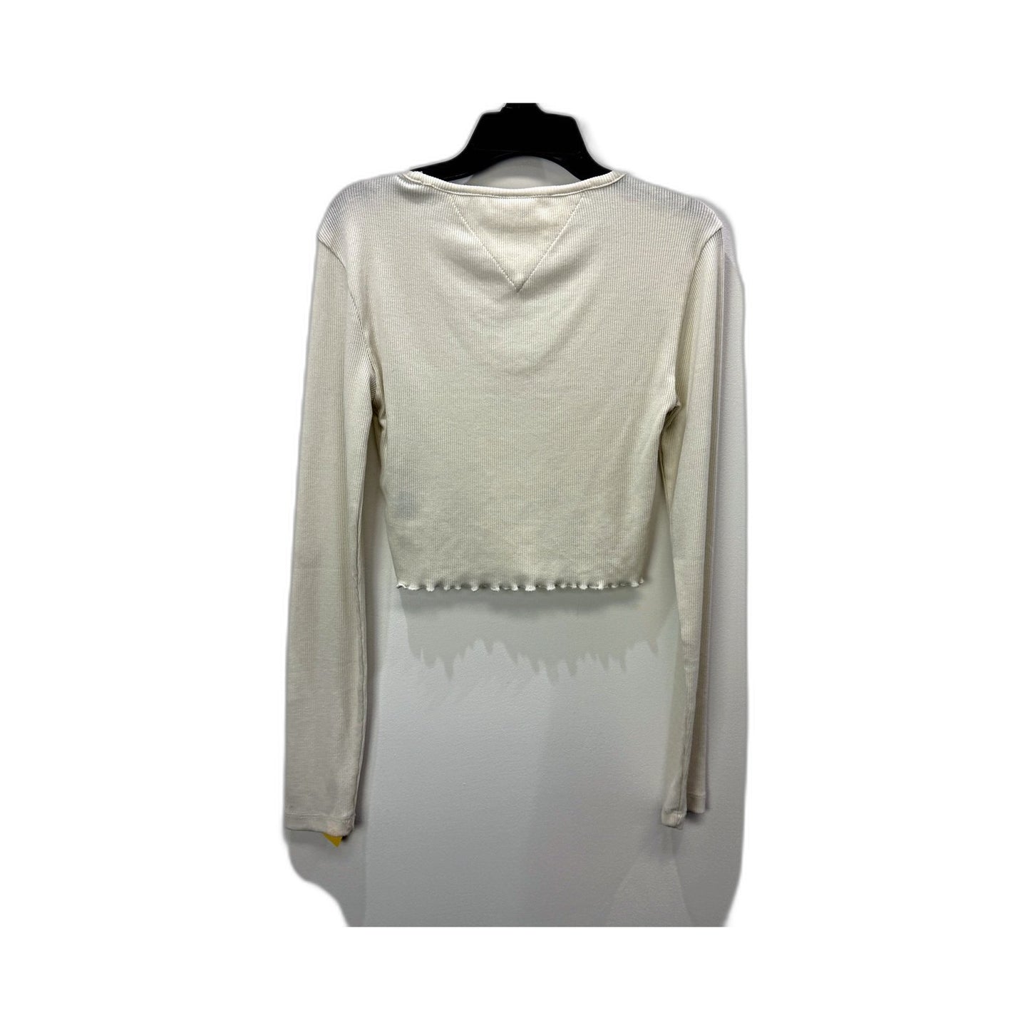 Tommy Jeans Womens Cropped Knit Longsleeve Pullover Sweatshirt Beige Size XS