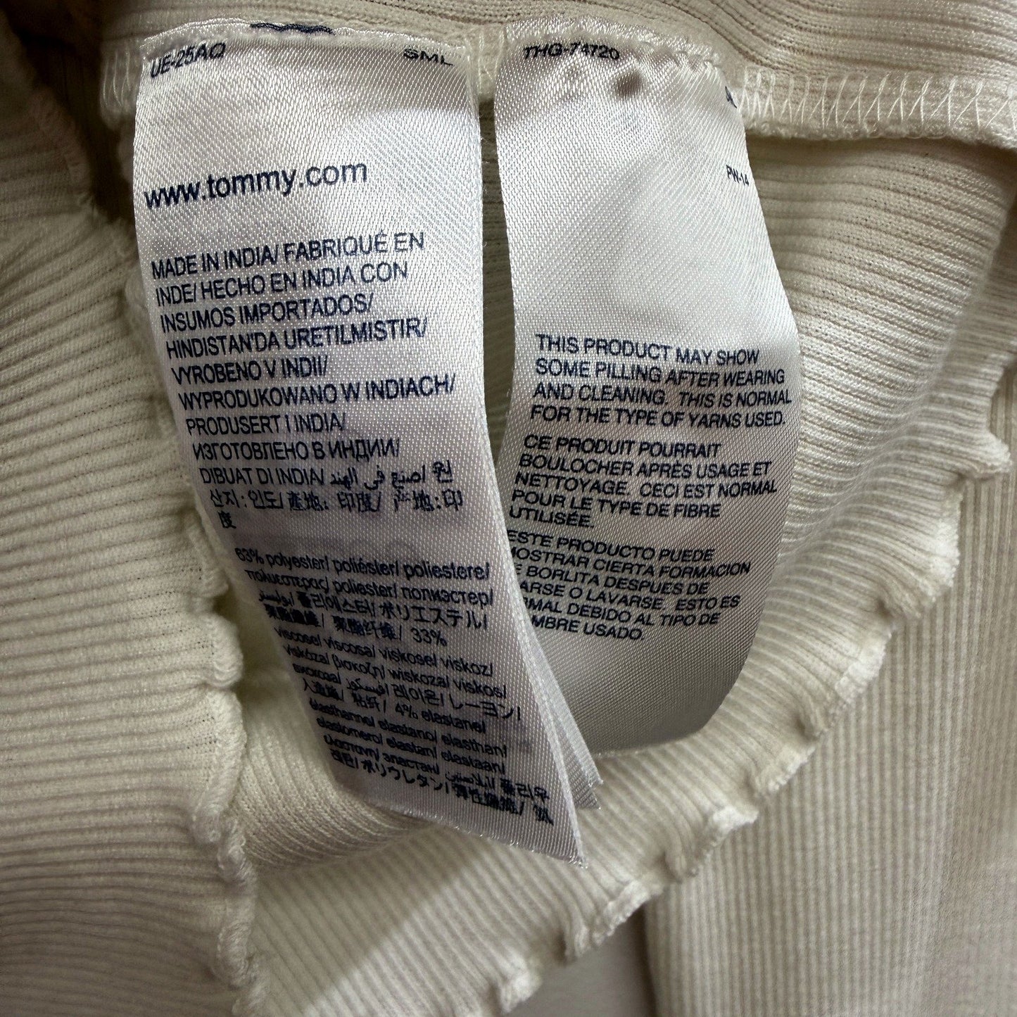 Tommy Jeans Womens Cropped Knit Longsleeve Pullover Sweatshirt Beige Size XS