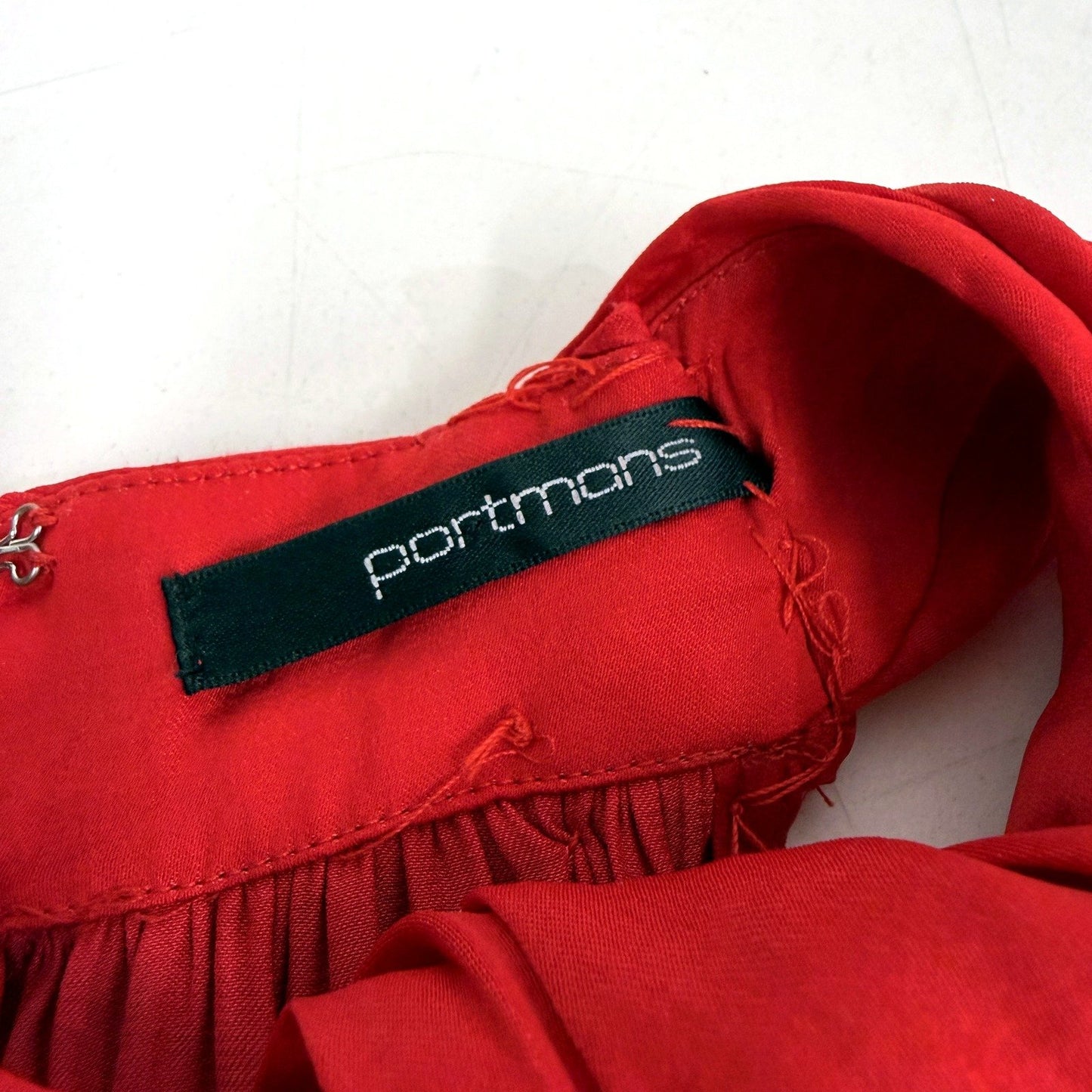 Portmans Womens Halter Top with Smocked Waist and Ruffled Hem in Red Size 8