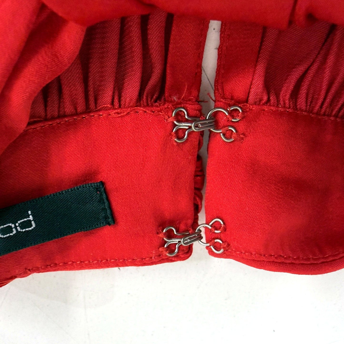 Portmans Womens Halter Top with Smocked Waist and Ruffled Hem in Red Size 8