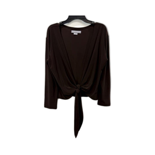 Liz Jordan Womens Tie Front Blouse in Brown, Casual Lightweight Size M NEW