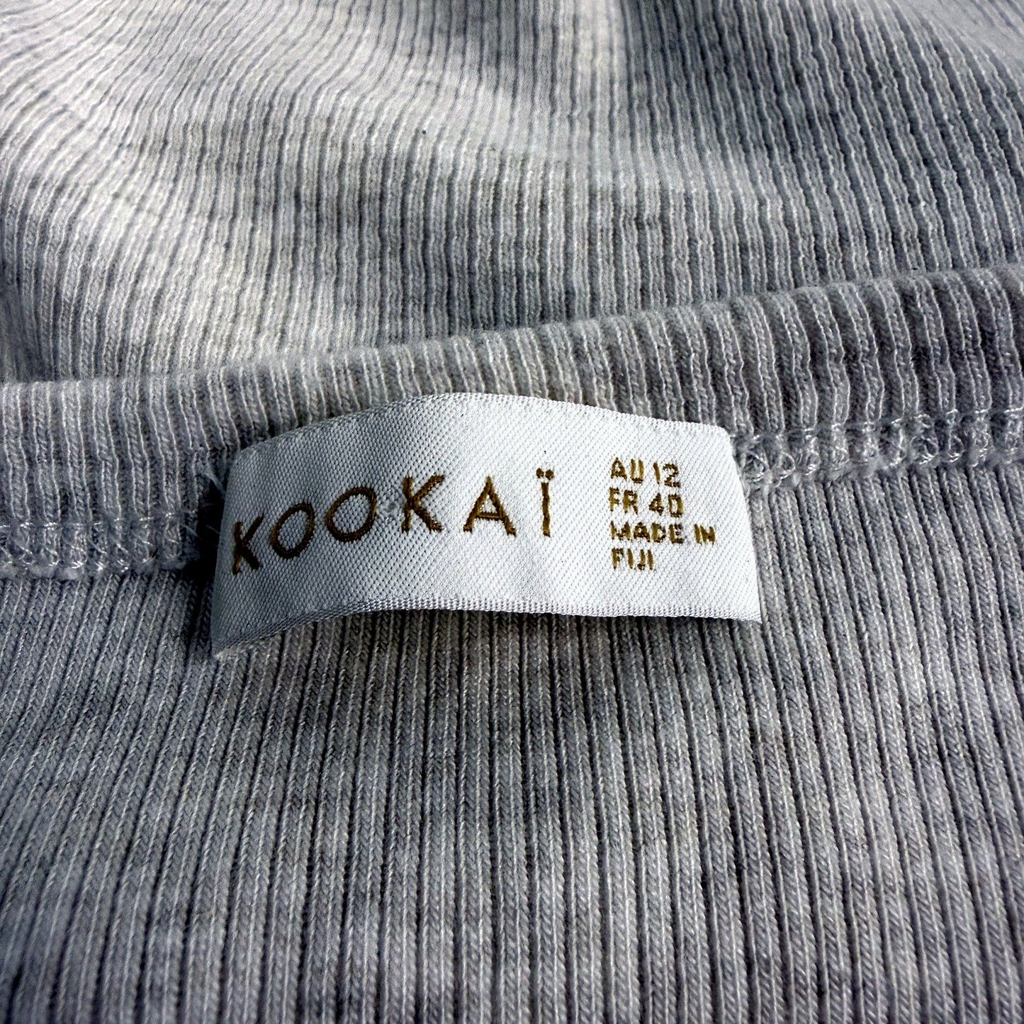 Kookai Womens Ribbed Gray Racerback Tank Top, Size 12