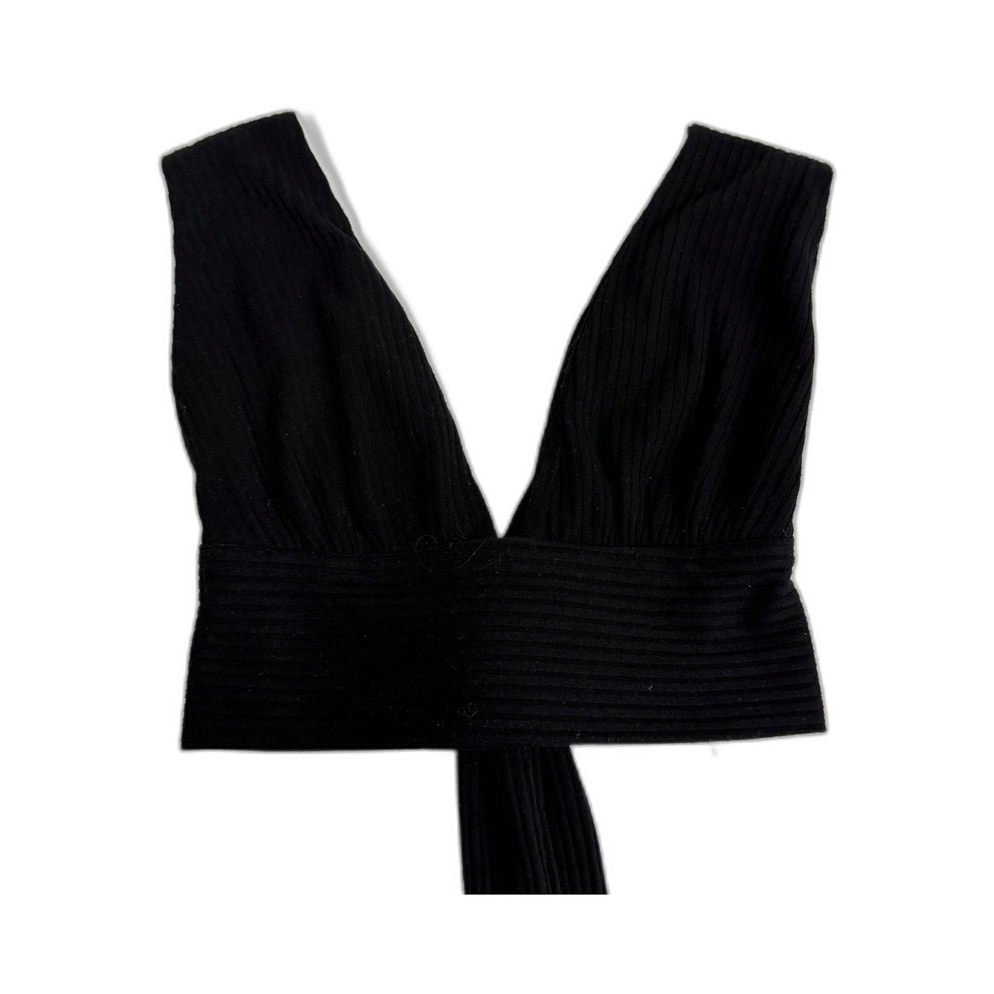 Rumor Womens Cropped Knit Bra Tie Up Top Casual Comfortable Black Size 10