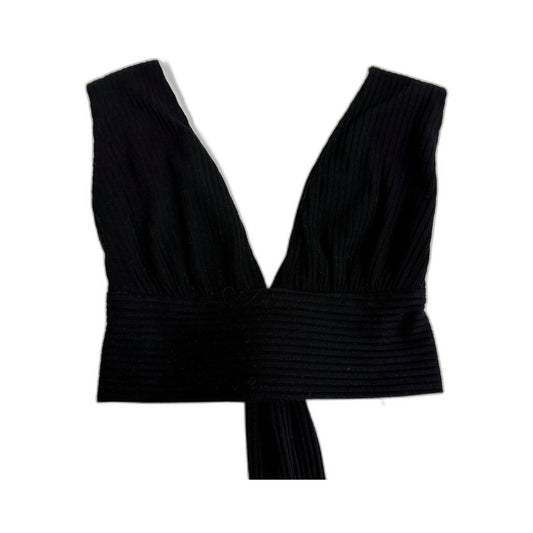 Rumor Womens Cropped Knit Bra Tie Up Top Casual Comfortable Black Size 10