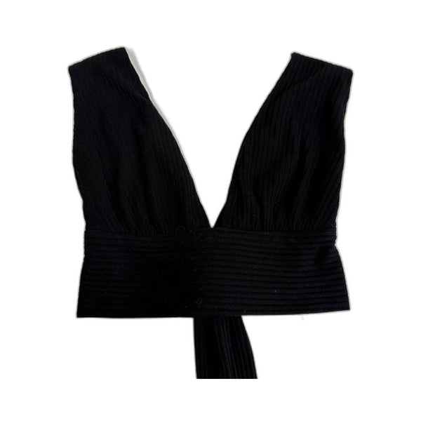 Rumor Womens Cropped Knit Bra Tie Up Top Casual Comfortable Black Size 10
