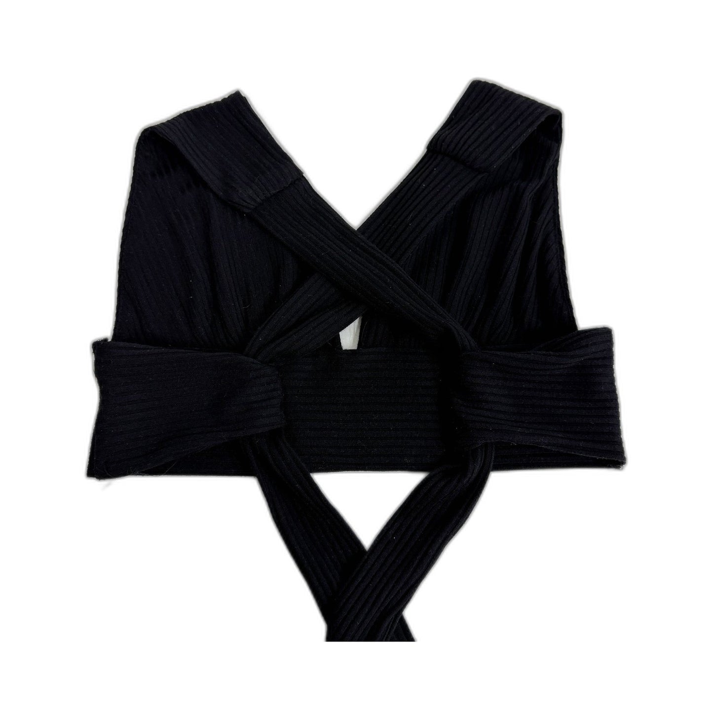 Rumor Womens Cropped Knit Bra Tie Up Top Casual Comfortable Black Size 10